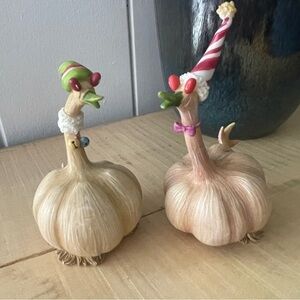 $49 SALE Enesco Home Grown 2008 Garlic Geese Christmas 2Pc Collectible Figurines
